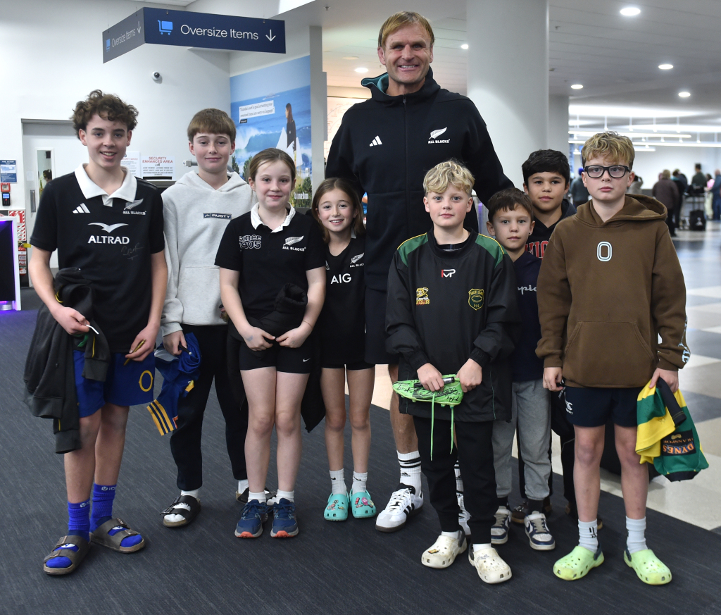 Fans young and old turned out to welcome coach Scott Robertson and the team at Dunedin Airport...