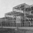 A building frame awaits cladding at the New Zealand and South Seas Exhibition construction site...